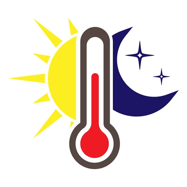 Thermometer Symbol Mit Sonne Und Mond Tag Und Nacht Temperatur — Stockvektor