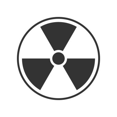 Radyoaktivite simgesi. Radyoaktif madde, tehlike ya da risk. Basit düz tasarım beyaz arkaplanda izole edildi. Stok illüstrasyonu