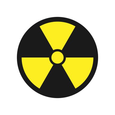 Radyoaktivite simgesi. Radyoaktif madde, tehlike ya da risk. Basit düz tasarım beyaz arkaplanda izole edildi. Stok illüstrasyonu