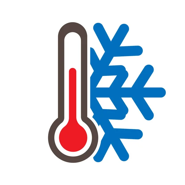 Ikona Teploměru Vločkou Studené Počasí Jednoduchá Plochá Vektorová Ilustrace Populace — Stockový vektor
