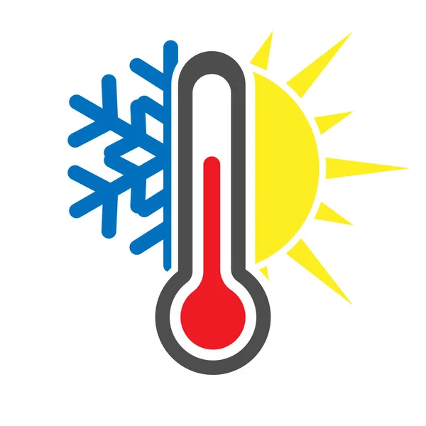 Icono Del Termómetro Con Copo Nieve Sol Clima Frío Cálido — Archivo Imágenes Vectoriales