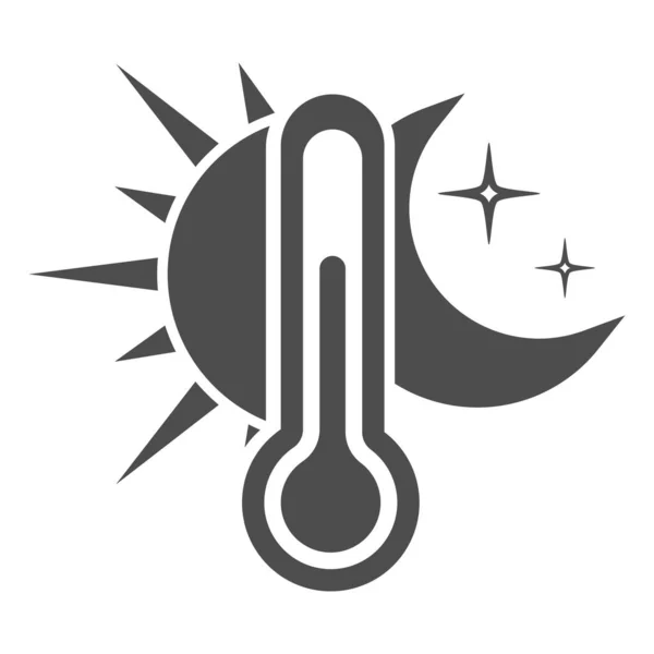 Icône Thermomètre Avec Soleil Lune Température Jour Nuit Illustration Simple — Image vectorielle