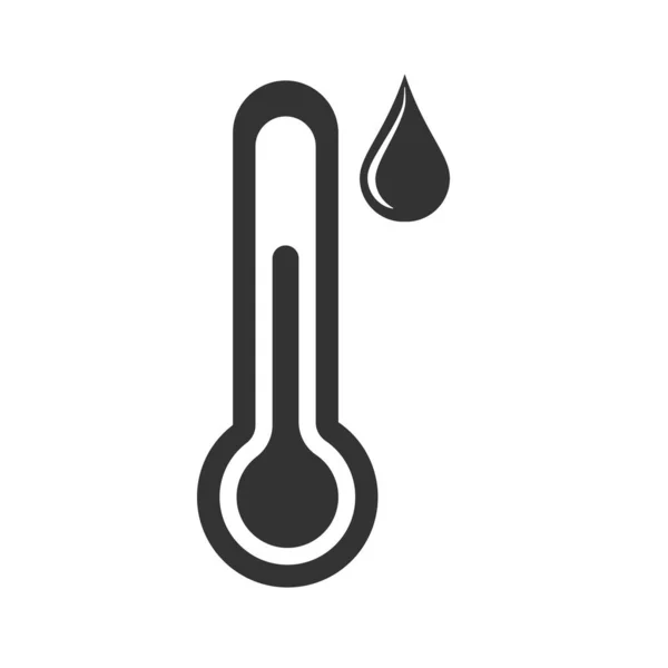 Vektor Symbol Für Thermometer Und Wassertropfen Isoliert Auf Weißem Hintergrund — Stockvektor