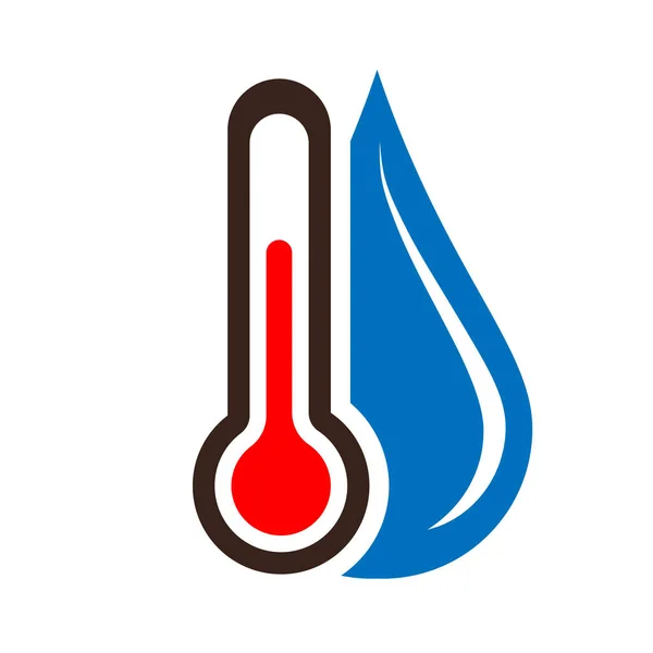 Vektor Farbsymbol Von Thermometer Und Wassertropfen Isoliert Auf Weißem Hintergrund — Stockvektor