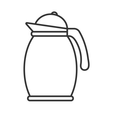 Çaydanlık ikonu ya da kapaklı sürahi. Vektör hisse senedi çizimi. Basit tasarım beyaz arkaplanda izole edildi, boş ana hat
