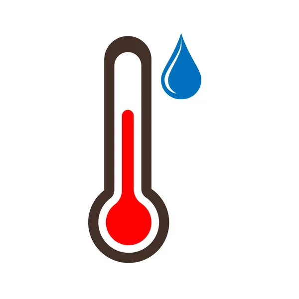 Vektor Farbsymbol Von Thermometer Und Wassertropfen Isoliert Auf Weißem Hintergrund — Stockvektor