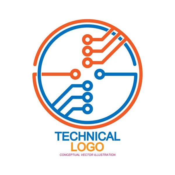 Elektronik Bileşenin Vektör Logosu Soyut Dijital Teknoloji Beyaz Bir Arka — Stok Vektör