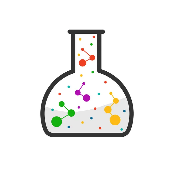 Ícone Frasco Laboratório Com Uma Reacção Química Ilustração Vetorial Para —  Vetores de Stock