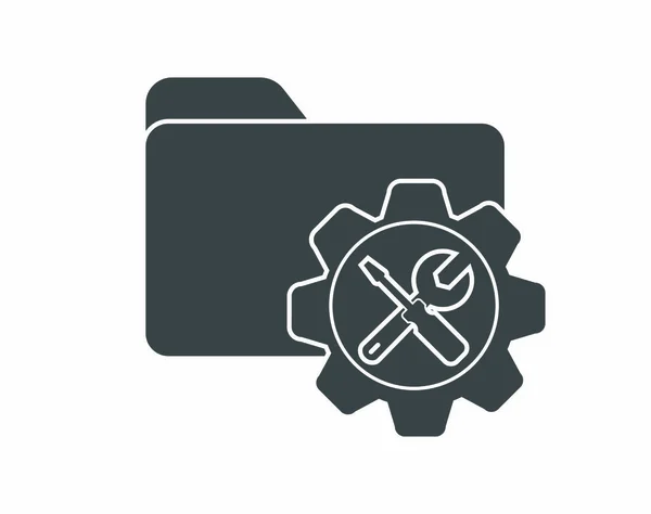 Ikona Wektorowa Folderu Przekładnią Symbol Ustawiania Parametrów Ilustracja Stockowa Izolowana — Wektor stockowy