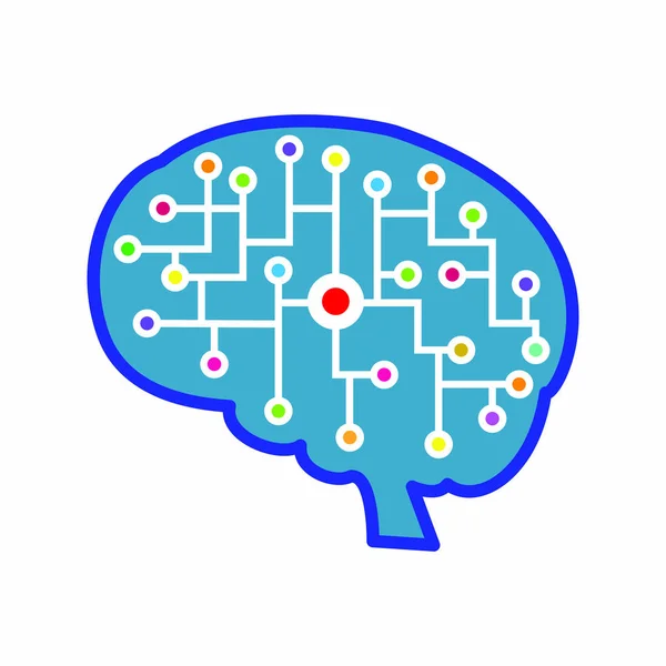 Wektorowa Ilustracja Mózgu Sztuczna Lub Elektroniczna Inteligencja Ilustracja Stockowa Izolowana — Wektor stockowy