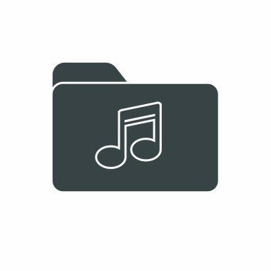 Not klasörünün vektör simgesi. Müzik sembolü. Stok çizimi beyaz bir arkaplanda izole edildi. Basit dekor