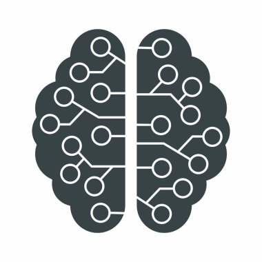 Beynin vektör çizimi. Yapay ya da elektronik zeka. Stok çizimi beyaz bir arkaplanda izole edildi. Basit dekor