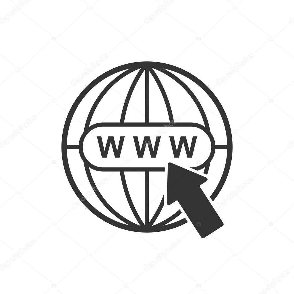 Vector icon of the world wide web connection Sign. Template for the site and app. isolated on a white background. Simple design.