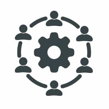 Kişiler ve iş ilişkileri için vektör simgesi. Düz tasarım beyaz arka grupta izole edildi