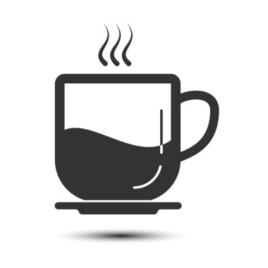 Kahve kupası vektör ikonu. Web siteleri ve uygulamalar için basit bir hisse tasarımı beyaz bir arkaplanda izole edildi