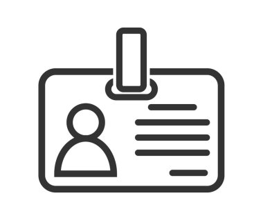 Rozet veya kimlik kartının basit vektör simgesi. Basit hisse senedi tasarımı beyaz bir arkaplanda izole edilmiş, boş bir özet.