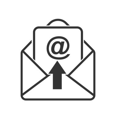 Harfi açmak için basit bir vektör posta simgesi. Hisse tasarımı beyaz bir arkaplanda izole edilmiş, boş bir ana hatla