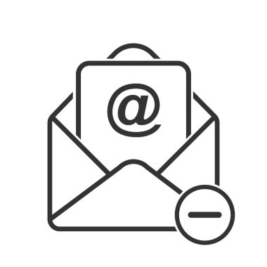 Basit vektör posta simgesi, e- postayı sil. Hisse tasarımı beyaz bir arkaplanda izole edilmiş, boş bir ana hatla