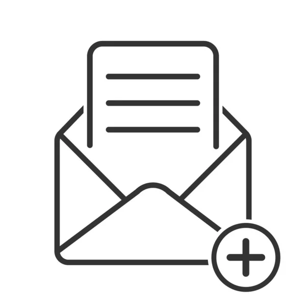 Icono Correo Vectorial Simple Añadir Mensaje Diseño Stock Aislado Sobre — Vector de stock