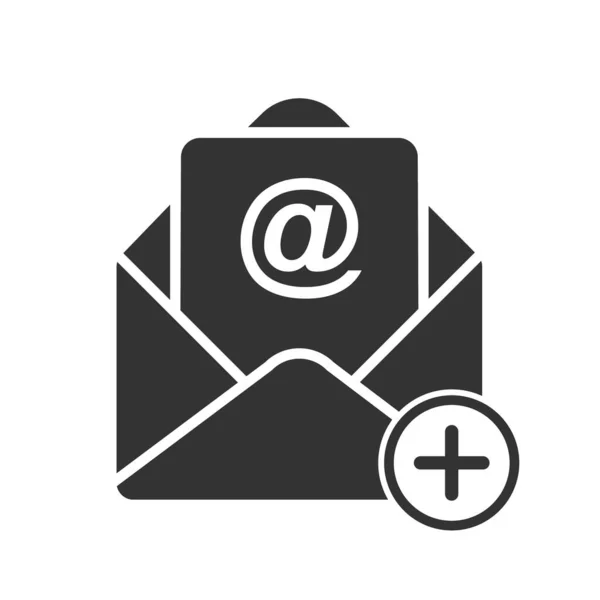 Icono Correo Vectorial Simple Añadir Mensaje Diseño Stock Aislado Sobre — Vector de stock