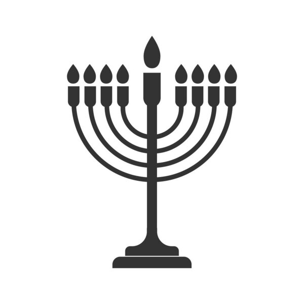 простая векторная икона меноры, подсвечник из семи свечей. Дизайн штока изолирован на белом фоне
