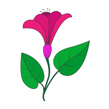 Bir çiçeğin vektör çizimi. Tematik çizimlerin tasarımı ve dekorasyonu için beyaz bir arkaplanda izole edilmiş hisse senedi çizimi