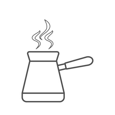Kahve yapmak için Türkiye 'nin ikonu. Stok çizimi beyaz bir arkaplanda izole edildi. Basit bir doğrusal tasarım.