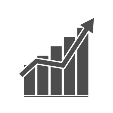 İşletme büyüme grafiği, finans ve hisse senedi resimlerinin sunucu simgesi beyaz arka planda izole edildi. Basit dekor