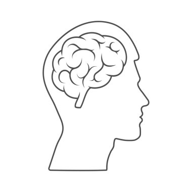 Beyni boş, beyaz bir arka planda izole edilmiş bir erkek kafasının vektör simgesi. Basit dekor