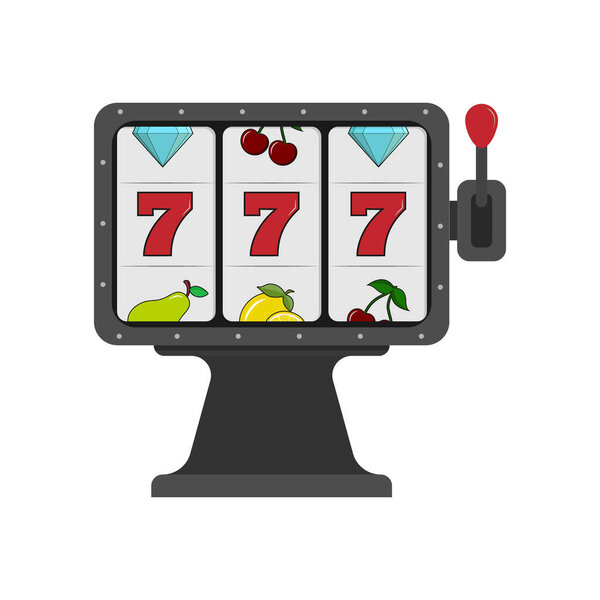 777 slot machine. Simple flat design isolated on white background