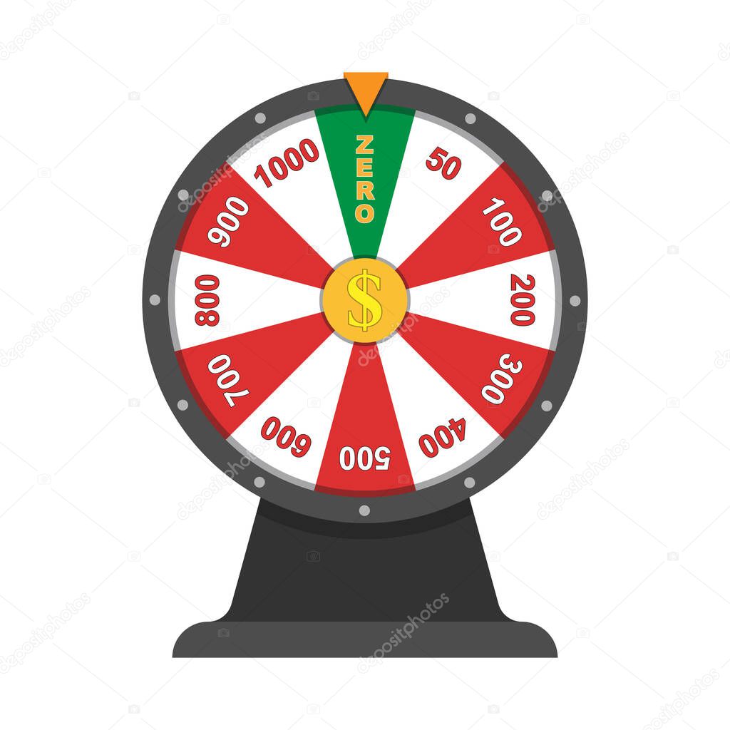 Wheel of fortune with sector zero.Simple flat design isolated on white background