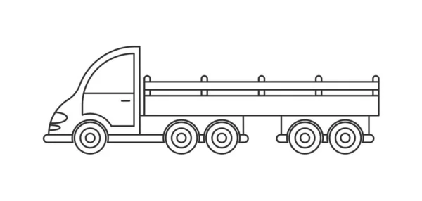 带有拖车的拖拉机的矢量图标 简单的设计 一个在白色背景上隔离的空轮廓 网站和应用程序的着色设计 — 图库矢量图片