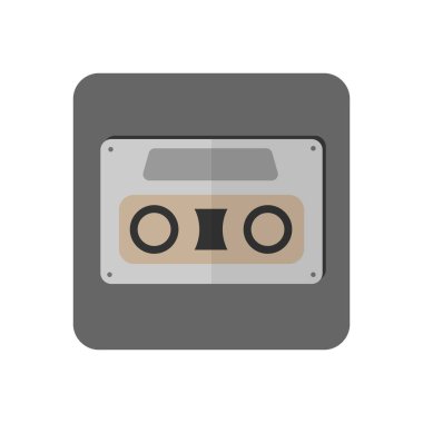 Küçük bir ses kaseti için vektör simgesi. Web siteleri ve uygulamalar için beyaz bir arkaplanda izole edilmiş düz tasarım