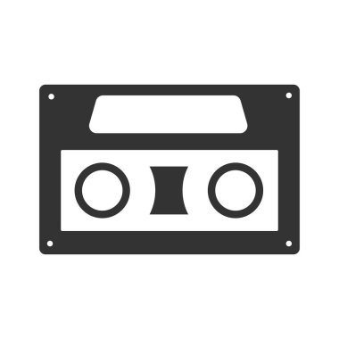 Küçük bir ses kaseti için vektör simgesi. Web siteleri ve uygulamalar için beyaz bir arkaplanda izole edilmiş düz tasarım