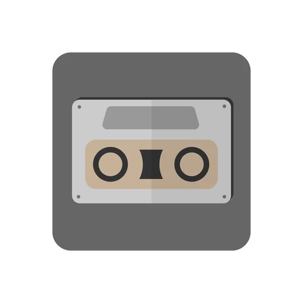 Vector Icon Compact Audio Cassette Flat Design Isolated White Background — Stock Vector
