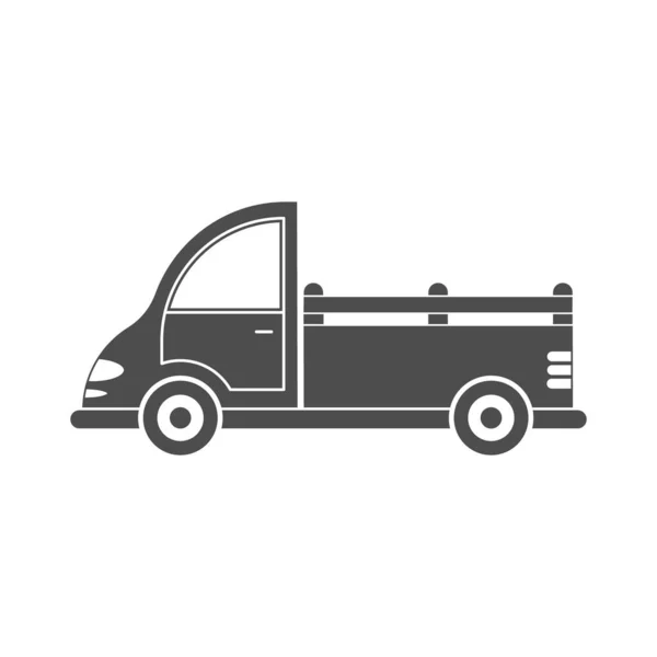 Εικονίδιο Διανύσματος Αυτοκινήτου Εμπορικού Φορτηγού Απλός Σχεδιασμός Γεμάτη Σιλουέτα Που — Διανυσματικό Αρχείο