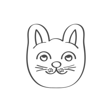 Şirin bir kedinin vektör çizimi. Çocuk kitapları boyama ve hatıra defteri için beyaz bir arkaplanda izole edilmiş boş bir özet