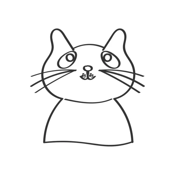 Ilustración Vectorial Lindo Gato Contorno Vacío Aislado Sobre Fondo Blanco — Vector de stock