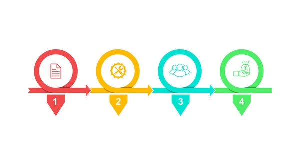 Infografik Vektorns Lagermall Fyra Steg För Utformning Webbsidor Diagram Diagram — Stock vektor