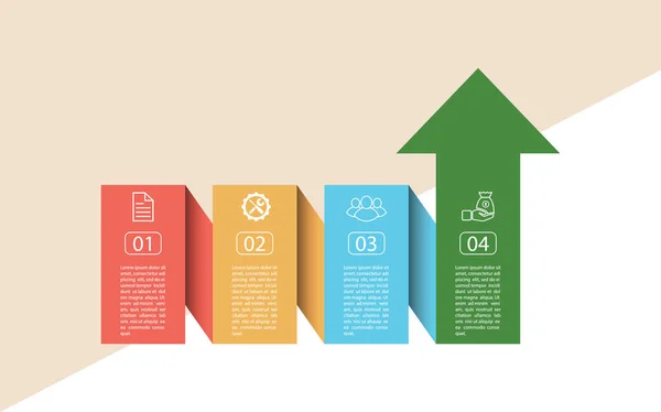 Infográficos Modelo Estoque Vetorial Quatro Estágios Para Design Página Web — Vetor de Stock