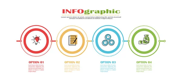 Infografika Szablon Wektora Giełdowego Czterech Etapów Projektowania Stron Internetowych Wykresów — Wektor stockowy