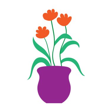 Bir çiçeğin vektör rengi çizimi. Tematik çizimler ve çocuk kitapları için siluet doldurulmuş beyaz bir arkaplanda izole hisse senedi çizimi