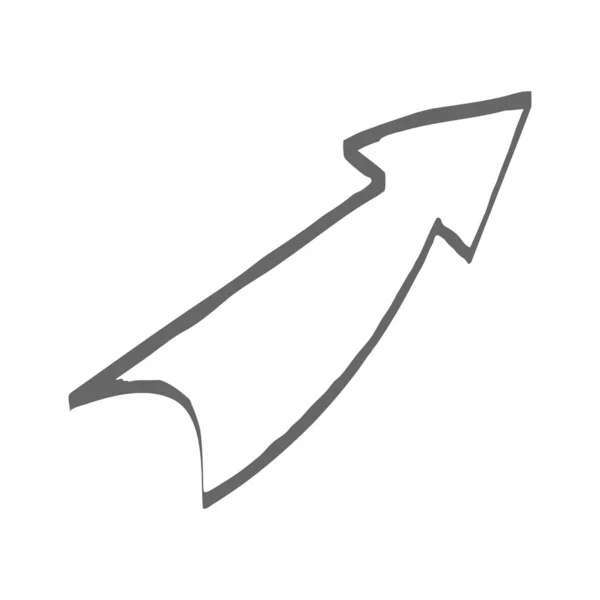 Una Sola Freccia Disegno Vettoriale Stile Doodle Isolato Sfondo Bianco — Vettoriale Stock