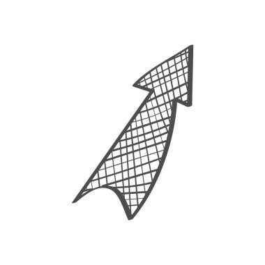 Tek gölgeli ok. Tasarım ve tema tasarımı için beyaz bir arkaplan üzerinde izole edilmiş Doodle biçimi ile vektör çizimi