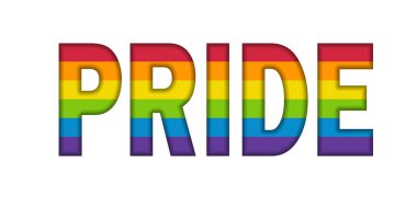Dekorasyon ve tasarım için LGBT renklerinde stilize edilmiş yazıt gururu.