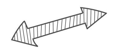 Yumurtadan çıkan çift yönlü ok. Tasarım ve tema tasarımı için beyaz bir arkaplan üzerinde izole edilmiş Doodle biçimi ile vektör çizimi.