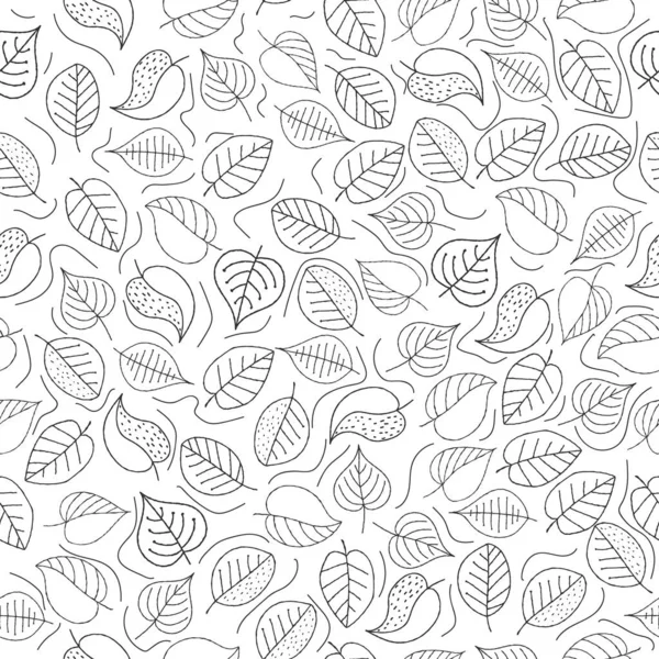 Motif Vectoriel Sans Couture Feuilles Plantes Dessinées Main Pour Des — Image vectorielle