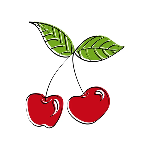Cherry Vektorové Barvy Ručně Kreslené Ilustrace Izolované Bílém Pozadí Pro — Stockový vektor