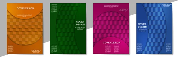 カバーデザインテンプレートA 4形式 ノートブック アルバム ブックレットのカバーのレイアウトの編集可能なセット フラットデザイン モダンな色 — ストックベクタ