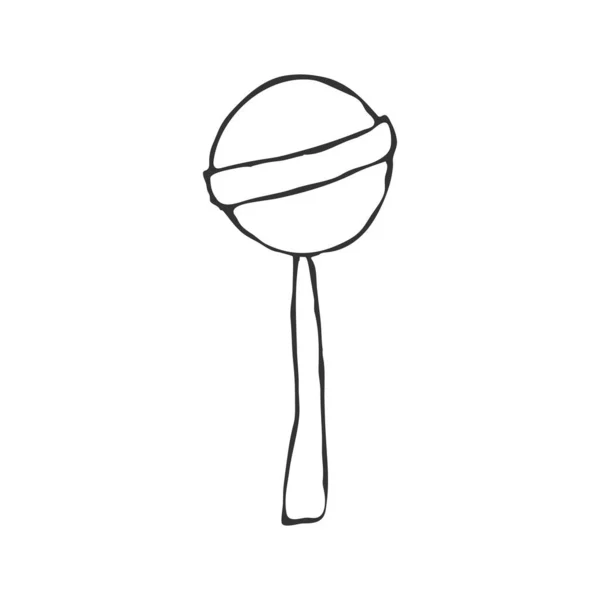 Candy Lollipop Illustrazione Vettoriale Stile Doodle Isolata Sfondo Bianco Libri — Vettoriale Stock